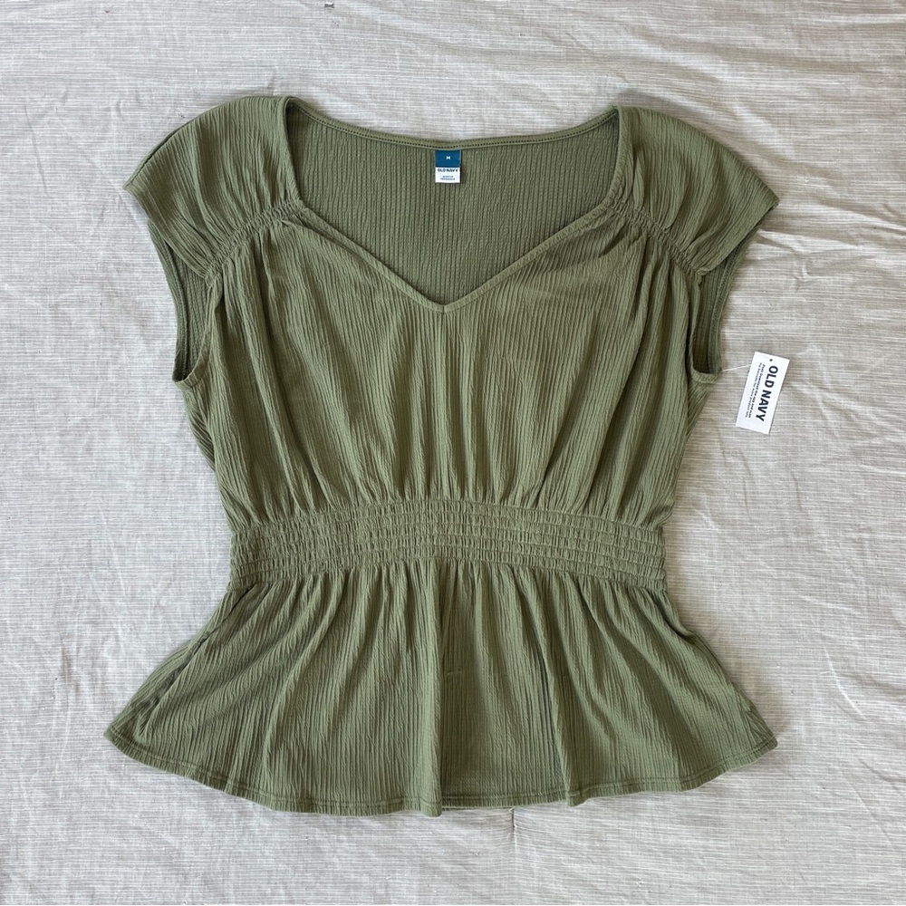 Olive Green Peplum Top